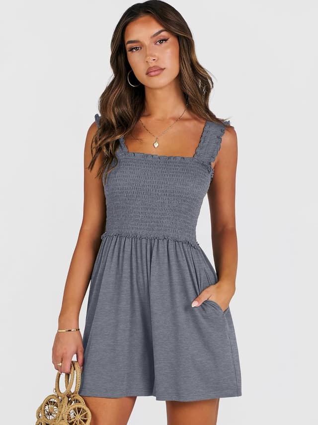 Detalle 2 de Caracilia smocked romper jumpsuit, Square Neck