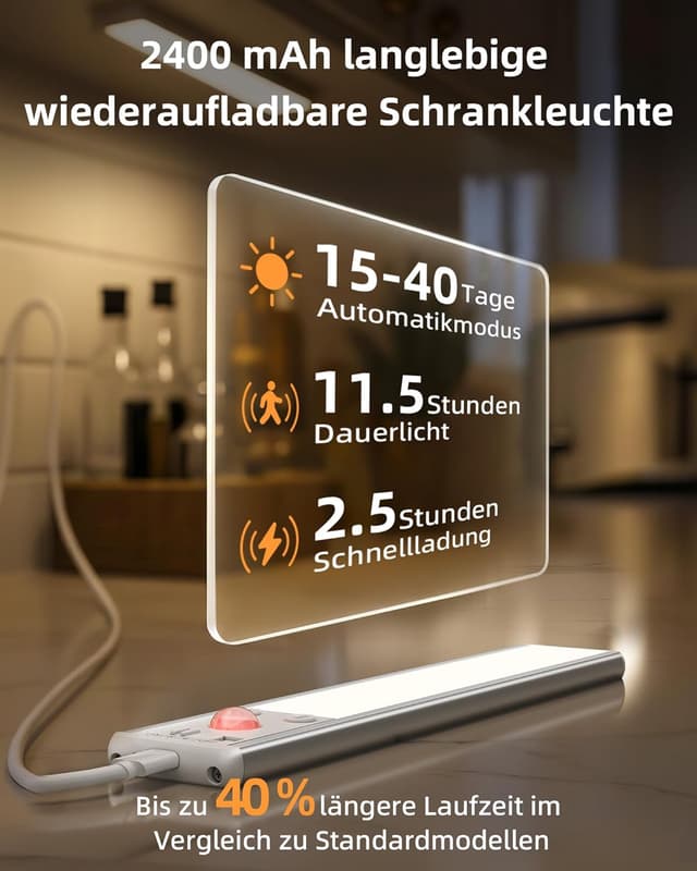 Detalle 2 de EZVALO Schrankbeleuchtung LED 25CM 2400mAh