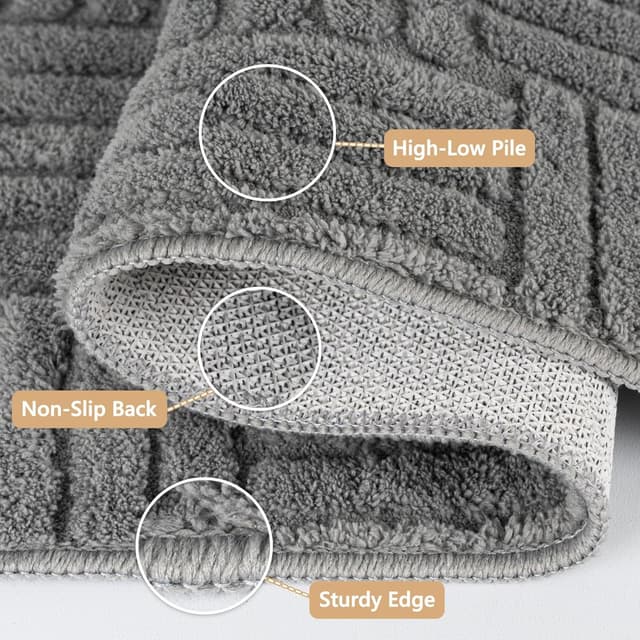 Detalle de VSIWB Living Room Rug 160 x 230 cm in Grey – washable, non-slip and soft fluffy floor mat