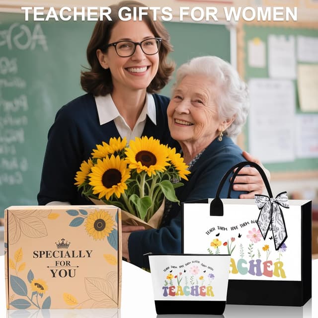 Detalle de SHXWELL 9-Piece Teacher Thank You Gifts for Women with Canvas Tote Bag (Teacher Appreciation Set)