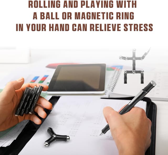 Detalle de Tigerhu Penna Magnetica multifunzione antistress con accessori (nera) – fidget pen da scrivania e gioco