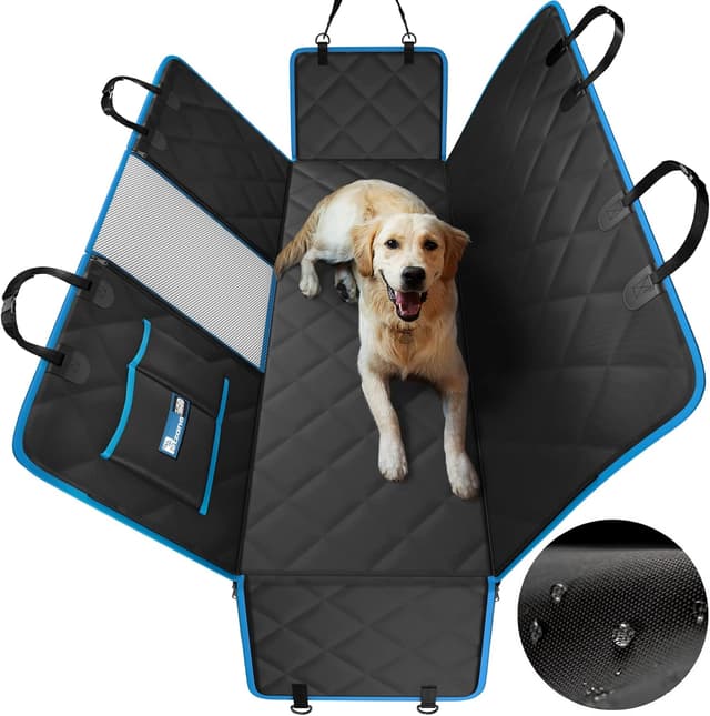 Detalle 2 de Dog Hammock for Car Back Seat with Mesh Window, Side Flaps & Zippered Padded Waterproof Cover