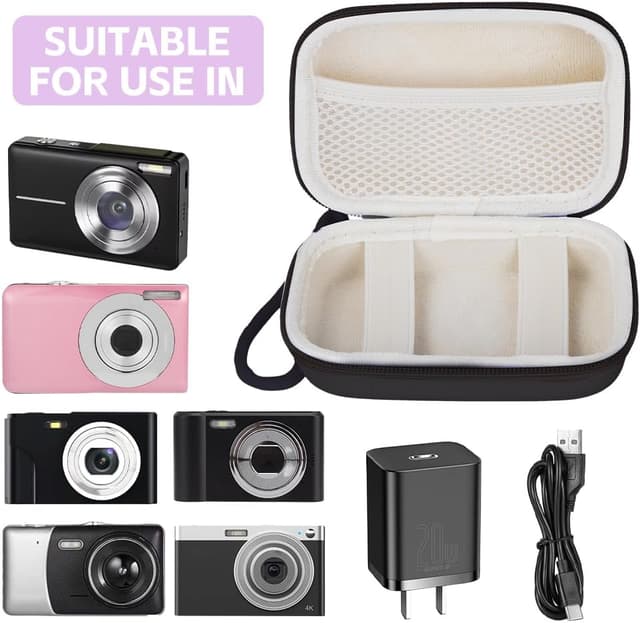 Detalle de Ainiv Digital Camera Case (Small) – compact PU+EVA camera pouch with organiser for Sony, Canon, Panasonic & more