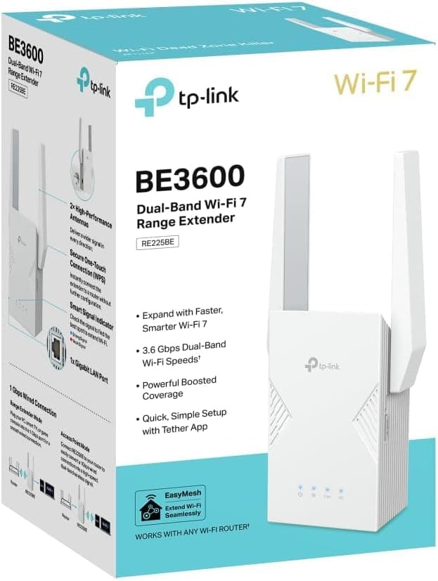 Detalle 1 de TP-Link RE225BE WiFi 7 Dual-Band Extender Booster (BE3600) with Ethernet Port