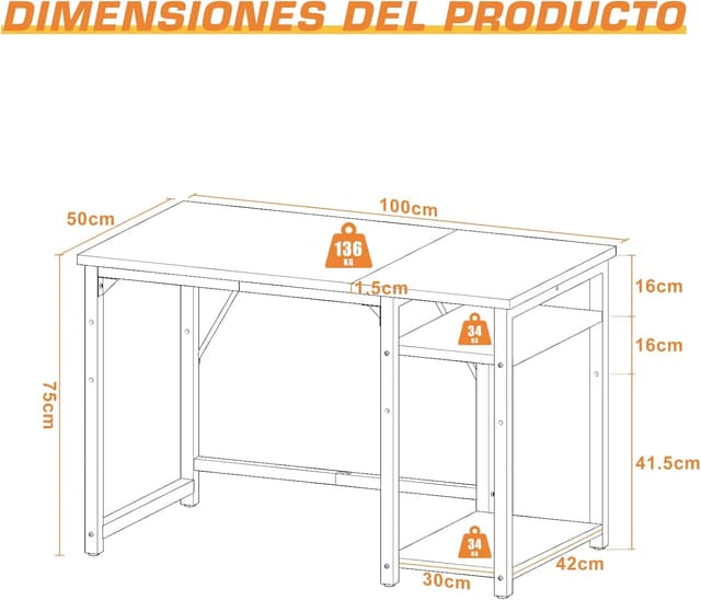 Detalle de Airfish Mesa Escritorio Pequeña 100x50cm