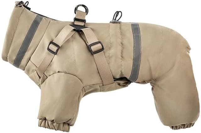 Detalle 2 de BT Bear Dog Winter Coat Jacket Outdoor (with harness), Adjustable 4 Legs, Waterproof Reflective Khaki – Size XL