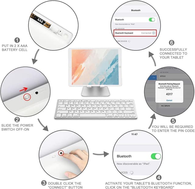 Thumbnail 6 de OMOTON Bluetooth Keyboard for iPad, 10 m