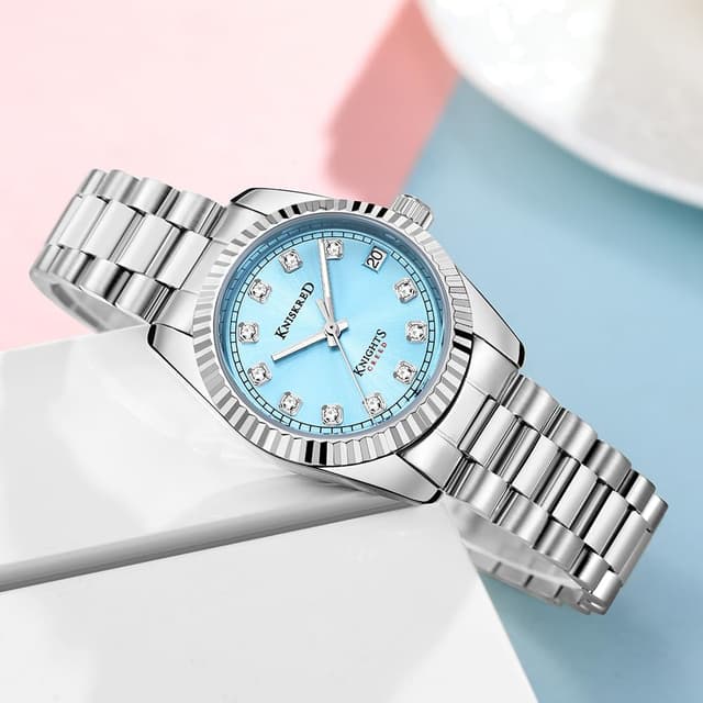 Detalle 2 de KNISKRED montre classique femme avec accents en cristal et bracelet en acier inoxydable