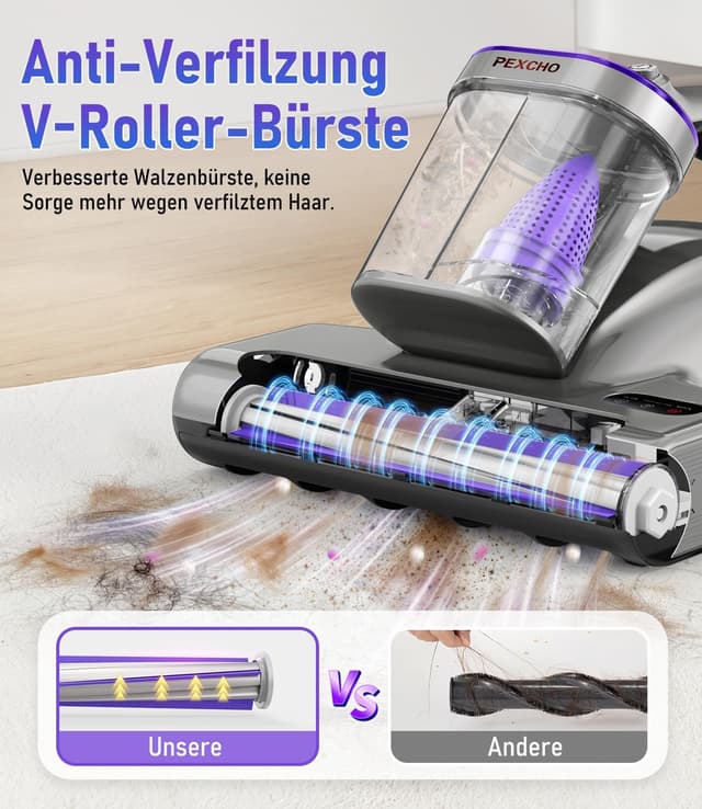 Thumbnail 6 de PEXCHO PM600 Milbensauger mit UV-Licht, 500 W für Matratzen, Teppiche & Sofas