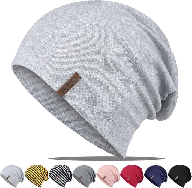Detalle de Slouch Beanie Mütze aus Baumwolle (95%) für Damen & Herren – weiche Jersey-Longbeanie, elastisch & ganzjährig