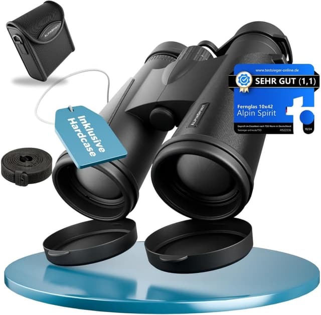 Detalle de AlpinSpirit 10x42 Fernglas inkl. Tasche & Zubehör – kompakt, leicht und für Brillenträger gedacht
