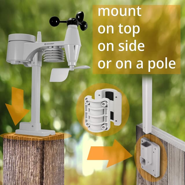 Detalle de Bresser Wetterstation Funk 5-in-1 schwarz mit WLAN & Farb-Display – inkl. Außensensor für Wetterdaten