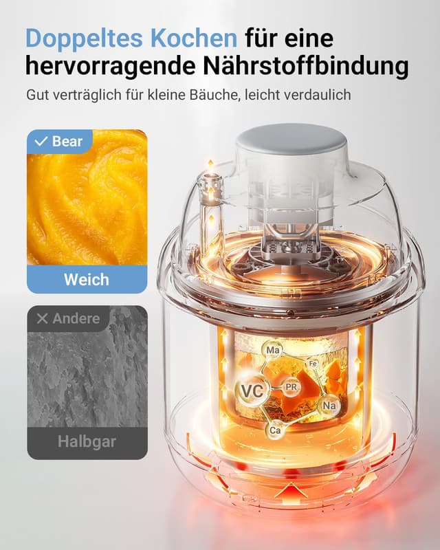 Detalle 2 de Bear Baby NutriEase AllStage Edelstahl AllStage Baby-Food Maker