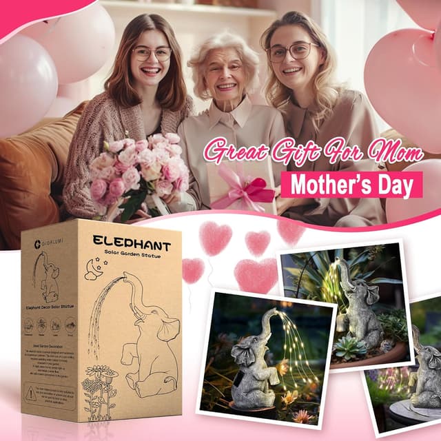 Detalle 2 de GIGALUMI elephant garden decor 27cm LED