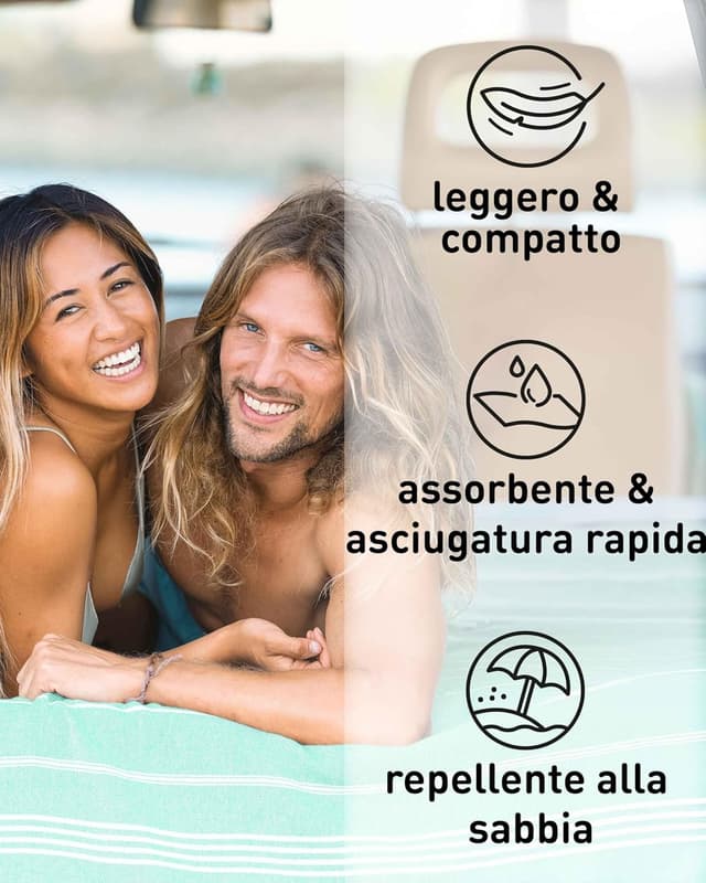 Detalle 2 de Fit-Flip Telo hammam Aqua in cotone 100% XXL 100x200 cm – asciugatura rapida e antisabbia