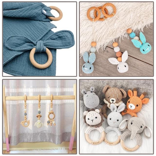 Thumbnail 6 de Ruby 8 Beißringe aus Buchenholz (Ø 7 cm) – Kauspielzeug & Bastelringe für Babys