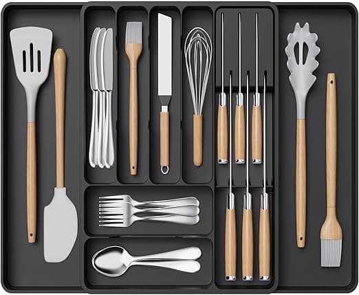 Imagen de Lifewit Organizador de Cubiertos Ajustable 🥄 - Grande y Negro en OfertitasTOP