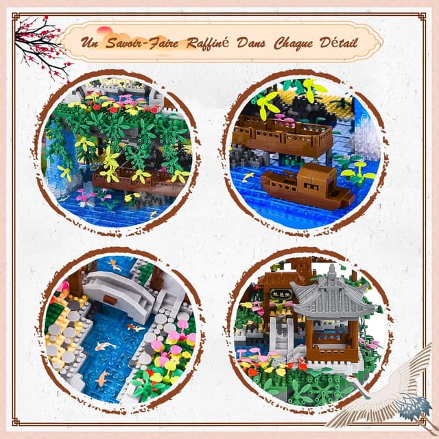 Detalle de Charmofun Micro-briques 3320 pièces – Maquette architecture chinoise avec éclairage LED