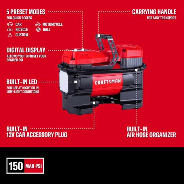 Thumbnail 6 de CRAFTSMAN 12V Portable Tire Inflator 150 PSI