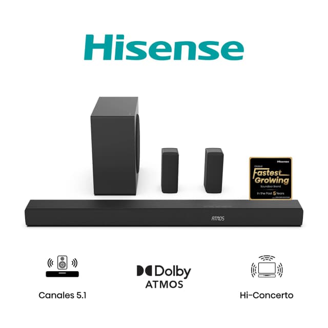 Detalle de Hisense AX-5100Q Barra de sonido 580 W, Dolby Atmos