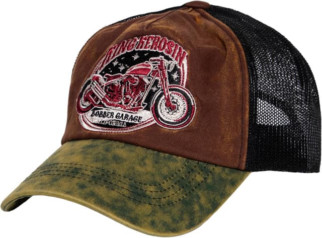 Detalle de King Kerosin Herren Trucker Cap im Vintage Retro Look „Bobber Garage“