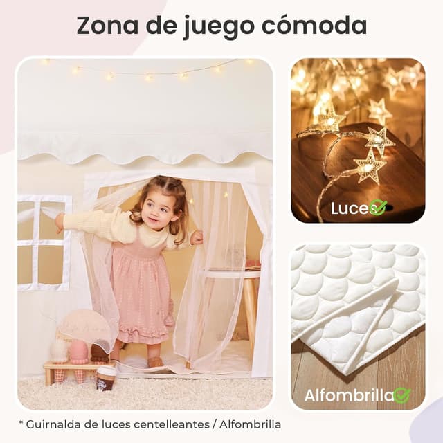 Thumbnail 2 de Tiny Land Tienda de Campaña Infantil Princesa con Luces y Tapete 🏰