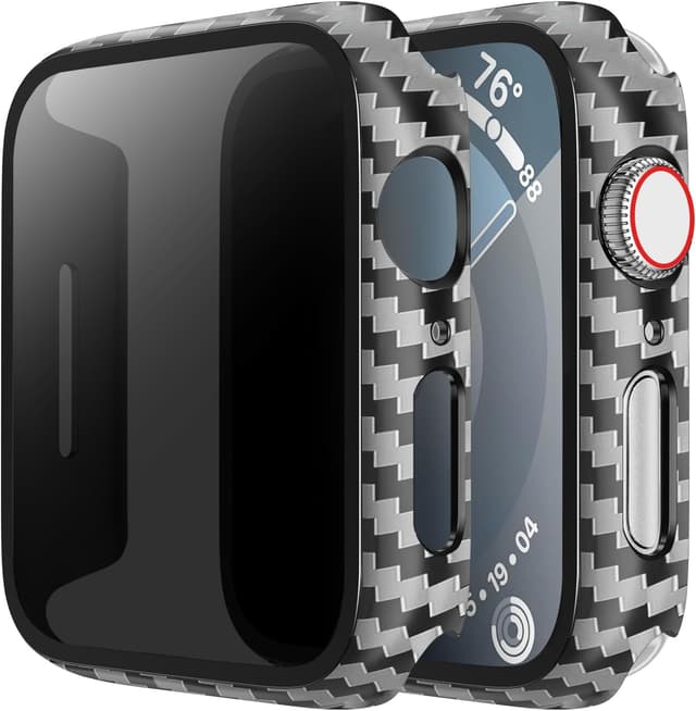 Detalle de LINTEKER Privacy Screen Protector Case for Apple Watch Series 9/8/7 (41mm) – Anti-Peeping 2-Pack, Carbon Fibre