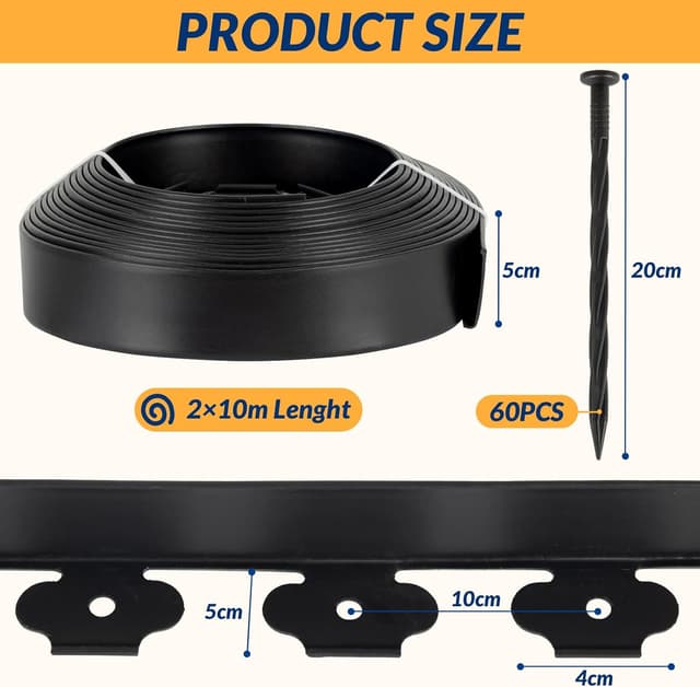 Detalle 2 de Velway Borde de jardín flexible 20 m 5 cm Negro