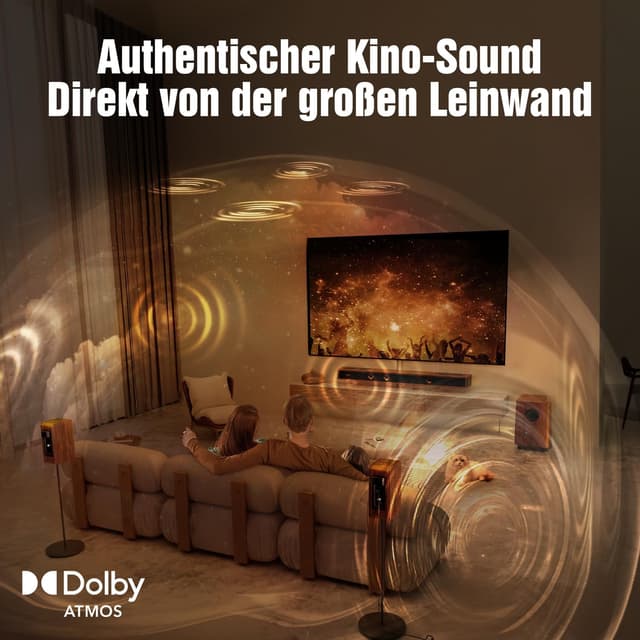 Detalle de Flaggschiff 5.3.4 Soundbar mit Dolby Atmos, 800W Heimkino-Set & kabellosen Rear-Lautsprechern