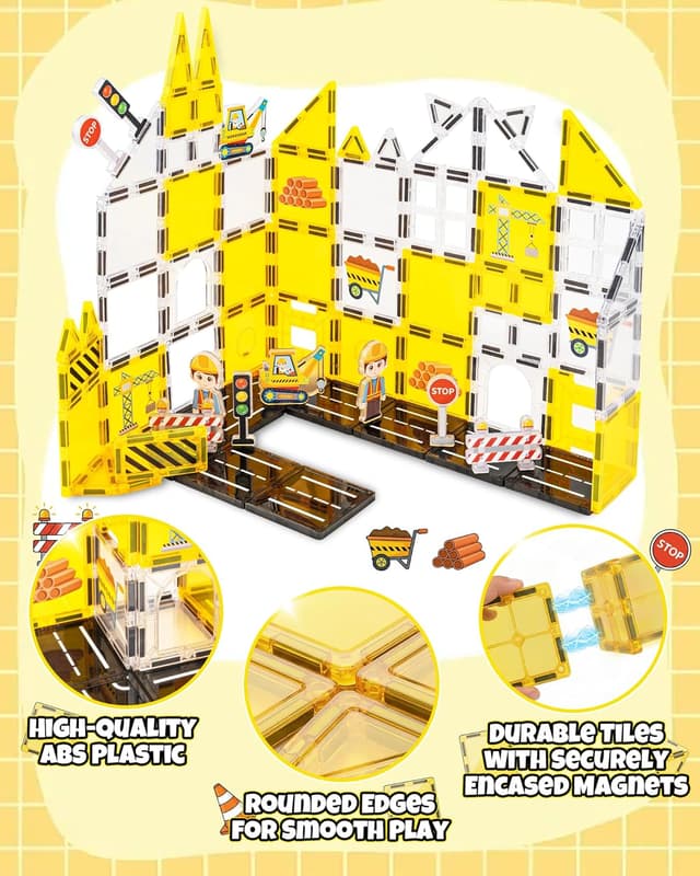 Detalle de LADFAR Magnetic Tiles for Kids (37-Piece) STEM Construction Magnet Building Blocks