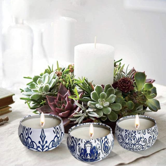 Detalle de LIVEN Scented Candles Gifts Set (16-pack) – soy wax travel tin jars, 2.5 oz each