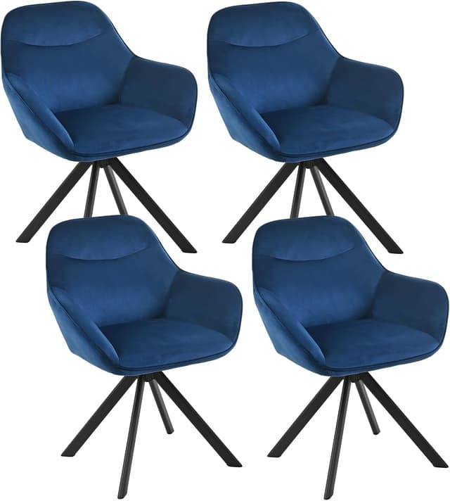 Detalle de Goeurvant set di 4 sedie da pranzo girevoli con braccioli in velluto blu scuro