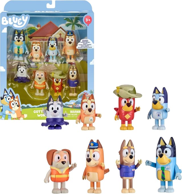 Detalle de Bluey BLY73000 : lot de 8 figurines articulées « Aventure »