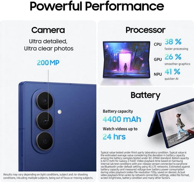 Detalle de Samsung Galaxy Z Fold7 AI Phone (UK Version) – Blue Shadow, 512GB, 12GB RAM, 200MP camera