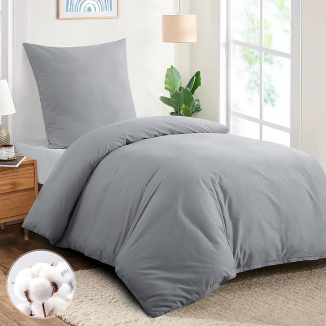 Detalle de Aisbo Bettwäsche Baumwolle Grau 155x220