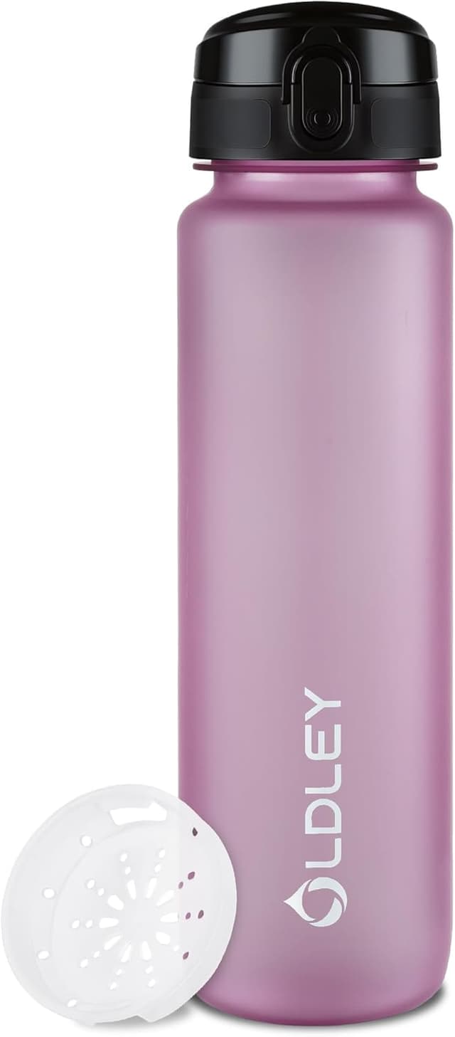 Detalle de OLDLEY 1‑Liter Wasserflasche mit Sieb (BPA-frei, auslaufsicher) aus Tritan – mit Ein‑Klick‑Verschluss