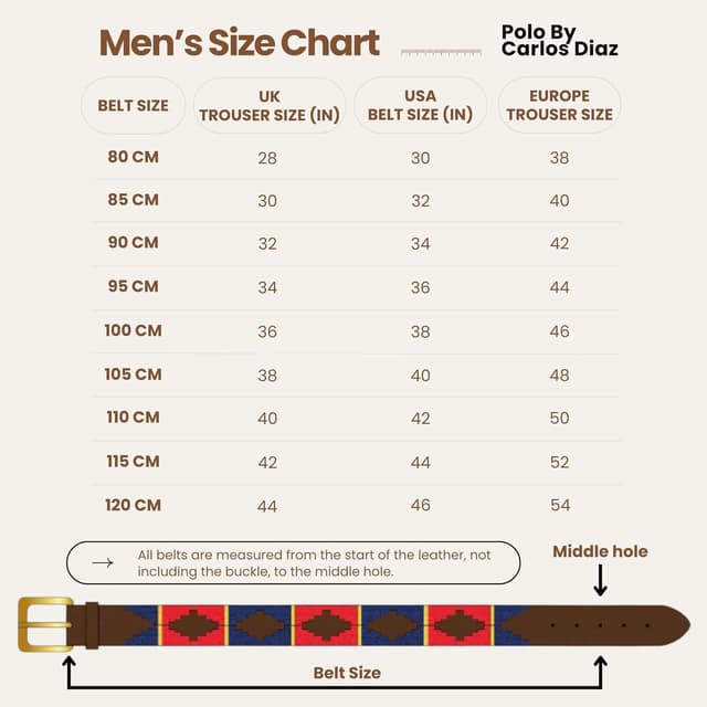 Detalle 2 de Carlos Diaz Mens/Womens Premium Unisex Brown Leather Embroidered Polo Belt (3.5cm)