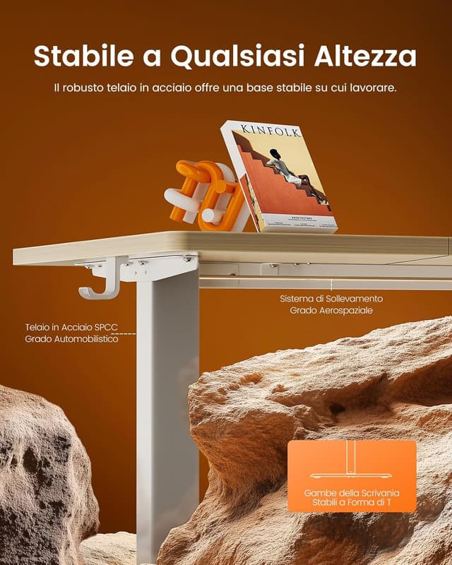 Detalle de ErGear Scrivania regolabile in altezza con pannello smart e 4 memorie (120 x 60 cm, beige)