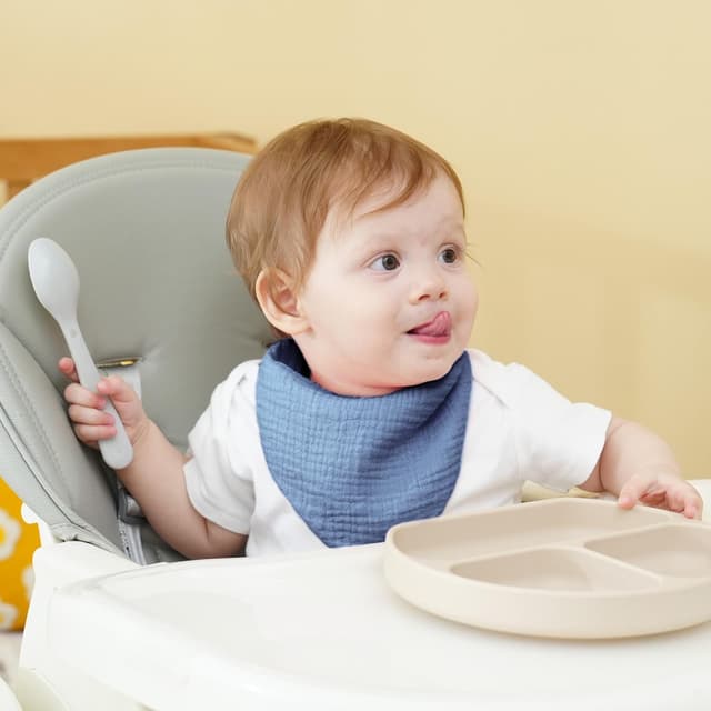 Detalle de Kewlife gift Baby-Lätzchen aus Musselin – verstellbares Dreieckstuch als Halstuch für Jungen & Mädchen