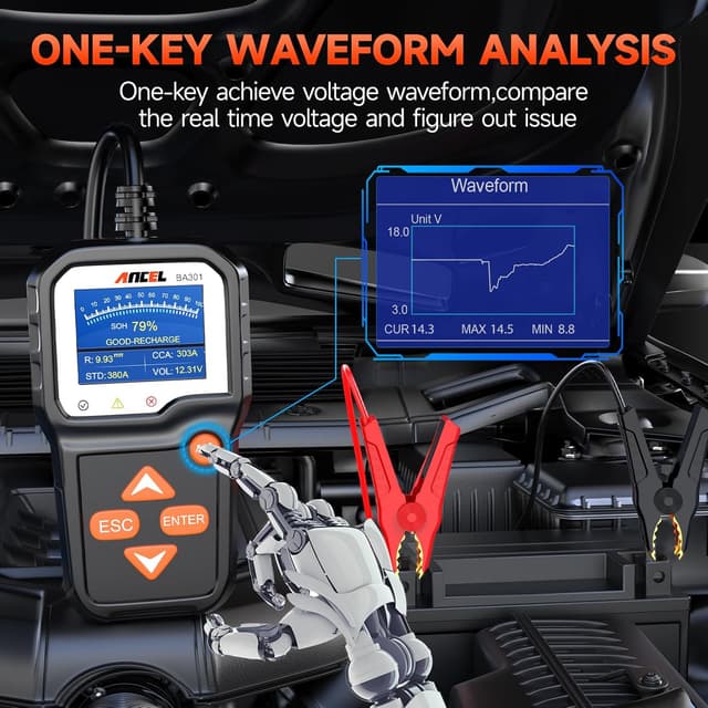Thumbnail 4 de ANCEL BA301 Probador de Carga de Batería y Analizador de Alternador 6V/12V