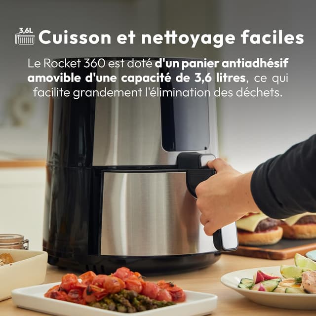 Detalle 2 de MasterPro Rocket 360 🌀 Freidora Sin Aceite 3.6L y 1500W