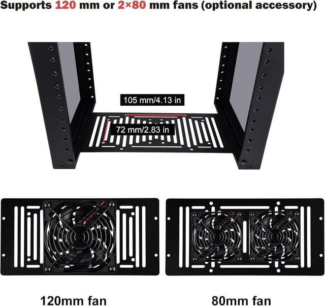 Detalle de GeeekPi DeskPi RackMate T1 – mini serveur 8U avec rack 10 pouces, côtés en acrylique translucide (noir)