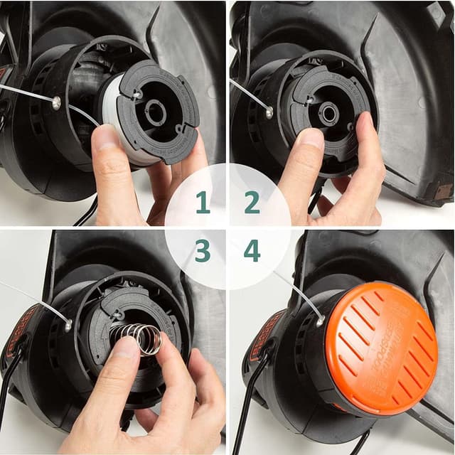 Thumbnail 6 de 6x Rasentrimmer-Spule (Ø 1,65 mm, 10 m) kompatibel mit Black & Decker – inkl. Abdeckung und Feder