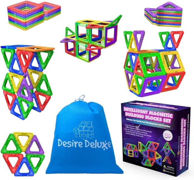 Detalle de Desire Deluxe Magnetische Bausteine (30-teilig) – Magnet Montessori Bau-Set für Kinder ab 3 Jahren