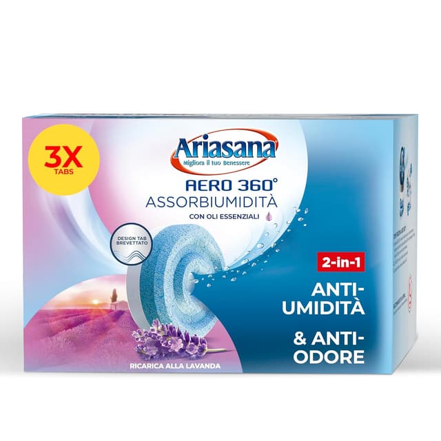 Detalle de Ariasana Aero 360° Tripack lavanda 450 g — assorbiumidità e profumo