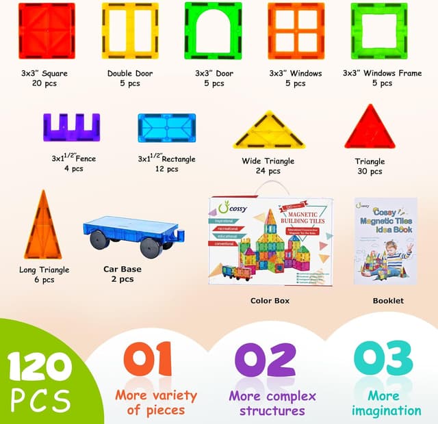 Thumbnail 5 de cossy Magnetic Tiles 120 Pieces 🧩