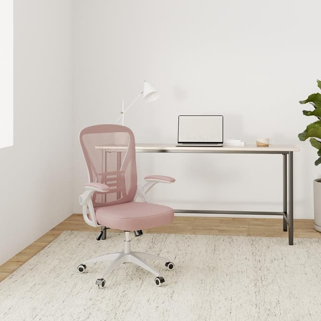 Detalle 2 de rattantree Silla de Oficina Ergonómica Rosa 🪑 Altura Ajustable
