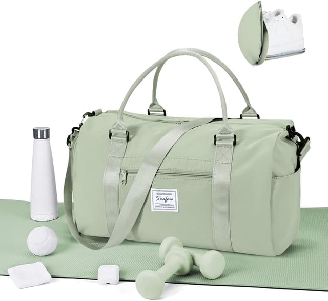Detalle de WEPLAN Sporttasche mit Schuhfach und Nassfach – Weekender- & Gym-Bag für Damen und Herren