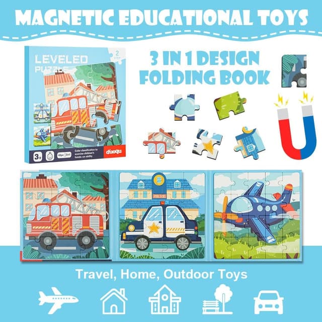 Detalle de Aolso Puzzle Magnetici Montessori per Bambini 3-7 Anni: puzzle animali magnetico da viaggio