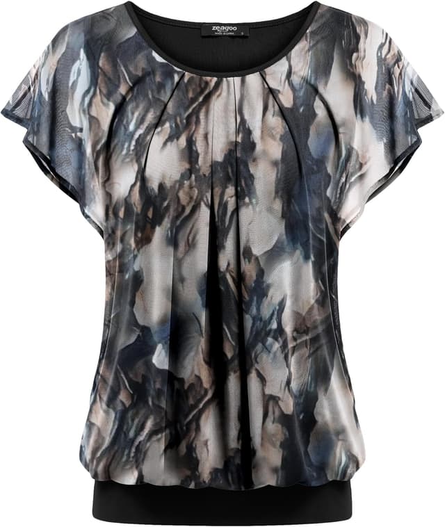 Thumbnail 6 de Zeagoo Chemisier femme été à manches chauve-souris et double couche en maille, col rond et coupe ample (S à XXL)